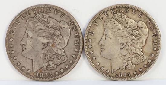 1883-P & 1884-P Morgan Silver Dollars