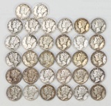 32 Mercury Silver Dimes, Various Dates/Mints