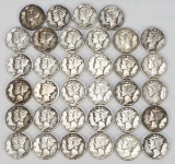 34 Mercury Silver Dimes, Various Dates/Mints