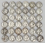 36 Mercury Silver Dimes, Various Dates/Mints