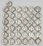 37 Mercury Silver Dimes, Various Dates/Mints