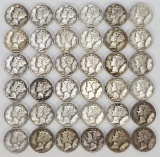36 Mercury Silver Dimes, Various Dates/Mints