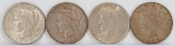 1925-P, 2 - 1926-S & 1935-S Peace Silver Dollars