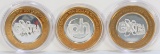3 Planet Hollywood Gaming Tokens, .999 Fine Silver