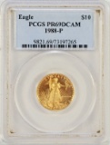 1988-P $10 (1/4 oz) Gold American Eagle Coin, PCGS PR69 DCAM