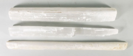 3 Natural Selenite Crystal Wands For Energy Cleansing