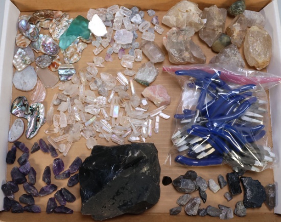 Obsidian, Amethyst, Abalone & Crystal Chakra Healing Stones/Crystals