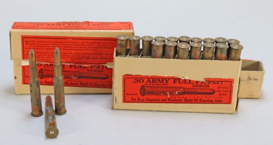 Vintage Winchester .30 Army Full Patch Cartridges, 40 Rds.