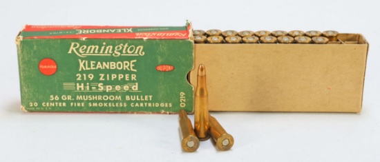 Vintage Remington 219 Zipper Kleanbore Ammo, 20 Rds.