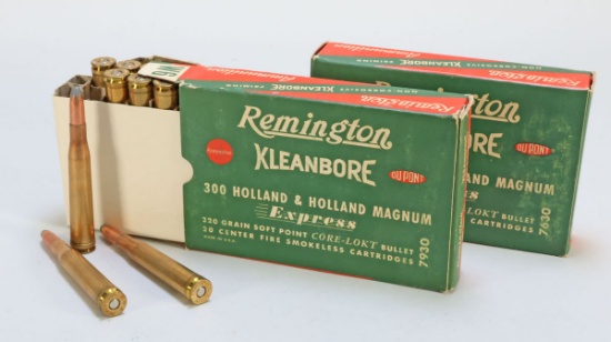 Vintage Remington 300 Holland & Holland Magnum Kleanbore Ammo, 40 Rds.