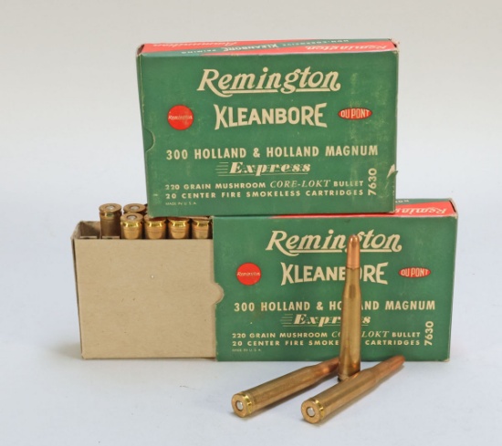 Vintage Remington 300 Holland & Holland Magnum Kleanbore Ammo, 40 Rds.