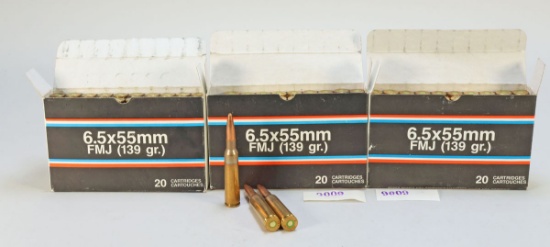 Century Arms 6.5 x 55 mm FMJ (139 gr.) Ammo, 60 Rds.
