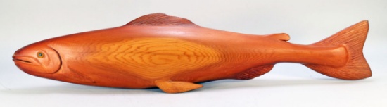 Hand Carved Wood Salmon, B.C. - 31"