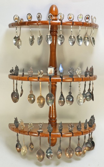 Souvenir Spoons W/Wooden Display