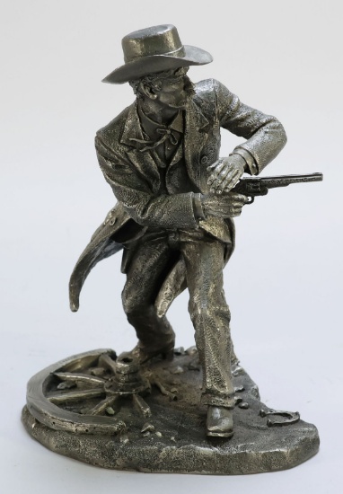 Jim Ponder "Wyatt Earp" Pewter Statue, 1985 Franklin Mint Fine Pewter