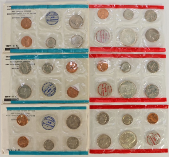 2 - 1969 & 1970 US Mint Uncirculated Coin Sets