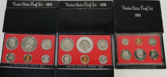 1978, 1979 & 1981 US Mint Proof Sets