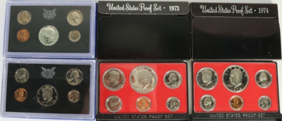 1970, 1971, 1973 & 1974 US Mint Proof Sets