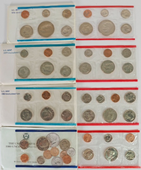 1976, 1979, 1980 & 1989 US Mint Uncirculated Coin Sets