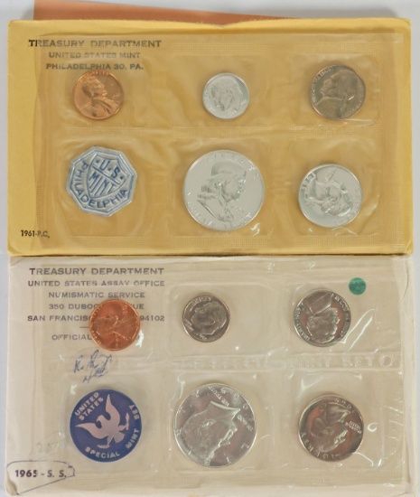 1961 US Mint Proof Coin Set & 1965 US Special Mint Set