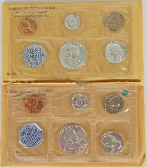 1961 & 1962 US Mint Proof Coin Sets