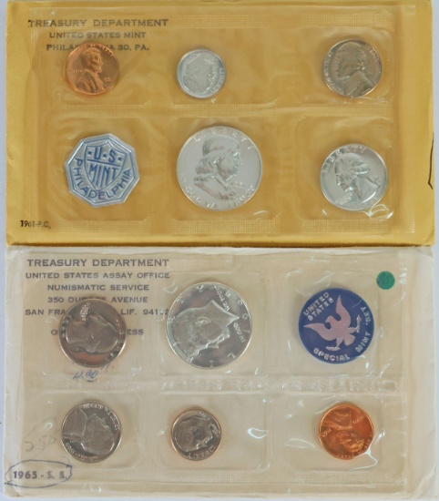 1961 US Mint Proof Coin Set & 1965 US Special Mint Set