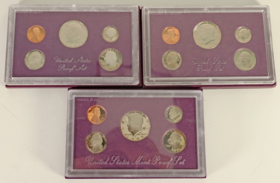 1984, 1986 & 1988 US Mint Proof Sets