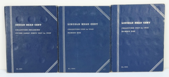 Indian Head Cent Partial Book & 2 - 1909 To 1940 Lincoln Head Cent Partial Books