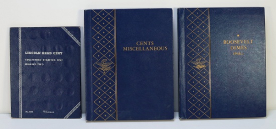 2 Partial Lincoln Head Cent Books & Roosevelt 1946 to Present Dime Partial Book