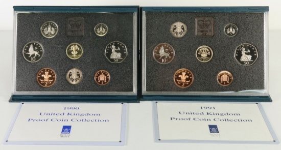 2 United Kingdom Proof Coin Collection Sets; 1990 & 1991