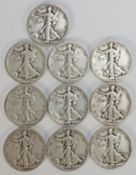 10 Walking Liberty Silver Half Dollars