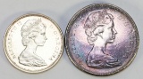 1967 Canadian 80% Silver Dollar & 1965 Canadian 80% Silver Half Dollar