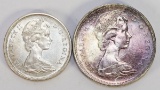 1967 Canadian 80% Silver Dollar & 1966 Canadian 80% Silver Half Dollar