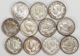 11 Canadian 80% Silver Quarters; Various Dates