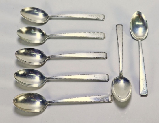 7 Sterling Silver Spoons, 187 Grams