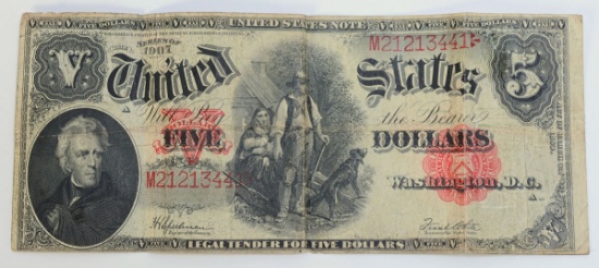 Series of 1907 $5 "Woodchopper" US Banknote