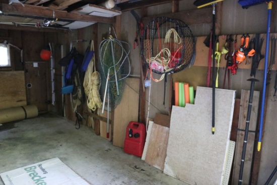 Garage Stall - Fishing Gear, Crab Traps, Small Freezer & More