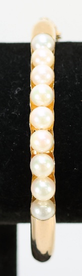 14K Gold Bracelet W/Pearls, 15.7 Grams