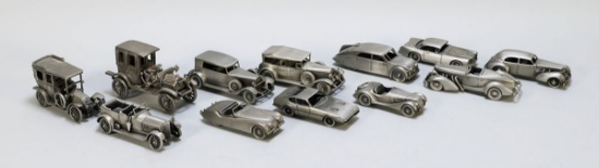 12 - Danbury Mint Small Replicas Of World-Famous Pewter Car Classics