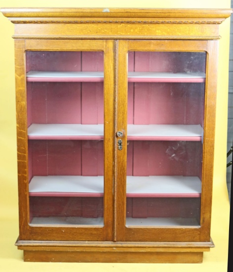 Vintage Oak Display Cabinet 39" x 46" x 13.5"