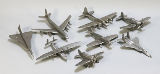 8 - Danbury Mint Pewter Planes; Flying Fortress, Boeing 707, Concorde & More