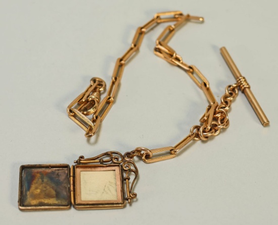 Vintage Locket Watch Fob w/ Chain