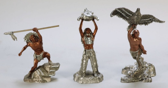 Proud Warrior, Good Hunting & The Eagle's Gift Pewter Figurines