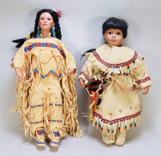 2 - Porcelain Faced Indian Dolls