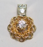 18K Gold Diamond Pendant, 3.8 Grams