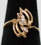 14K Gold Ring W/Diamond Chips, 2.3 Grams