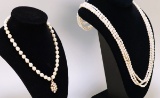 2 Pearl Necklaces, Pearl Pendant is 14K & 3 Strand Pearl Clasp is 14K