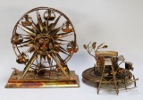 2 Tin Copper Music Boxes; Ferris Wheel & Train