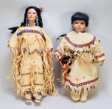 2 - Porcelain Faced Indian Dolls