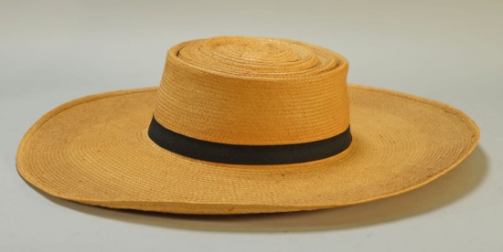 Old Western Style Palm Leaf Hat, Sz. 7 3/8